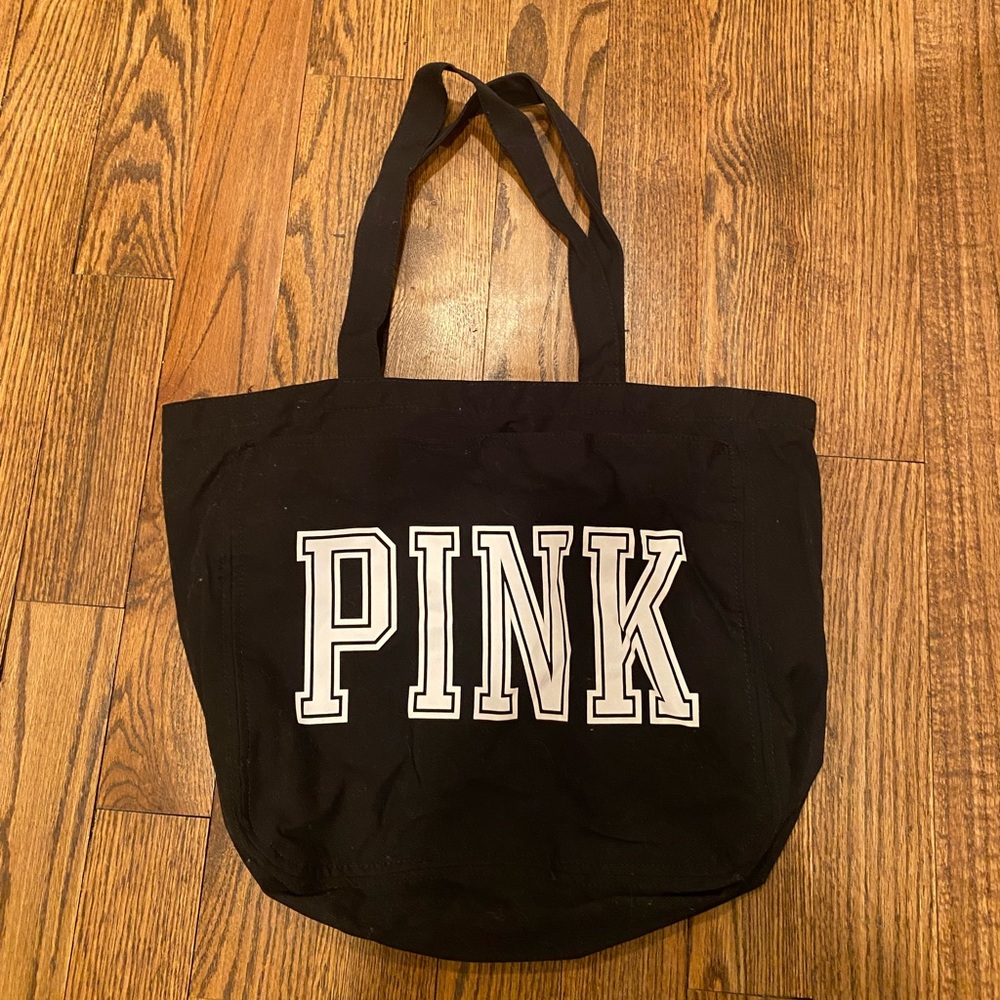 PINK Victoria’s Secret Black Canvas Tote Bag
